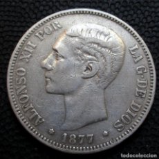 Monedas de España: 5 PESETAS 1877 *18*-*7-* DEM - ALFONSO XII (3 FOTOS) -PLATA- REF.695. Lote 334874028