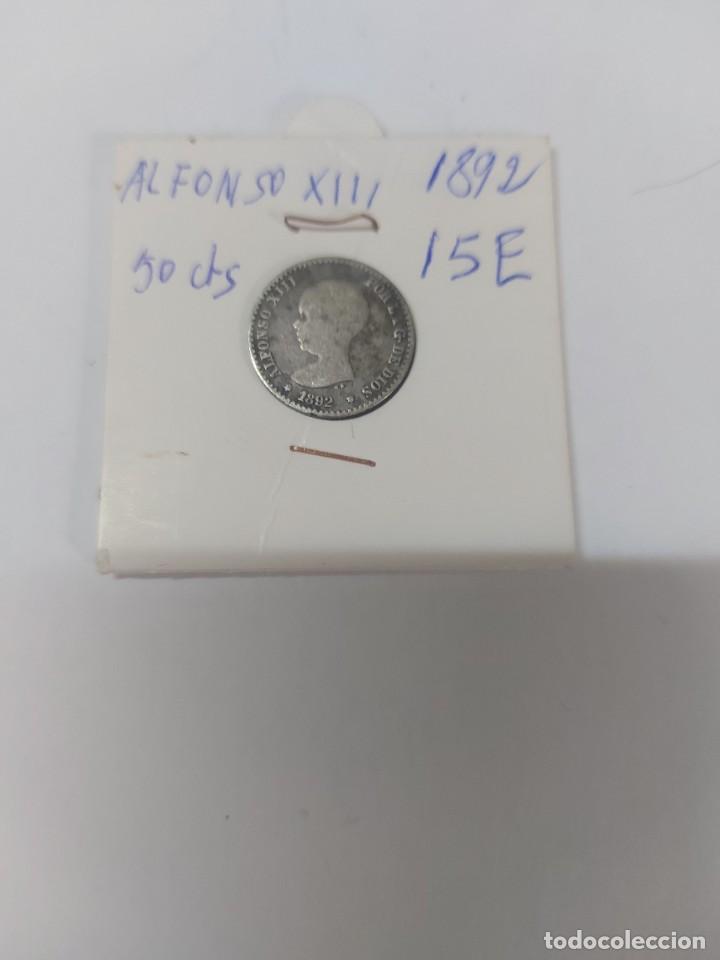Monedas de Espa&ntilde;a: moneda 50 centimos Alfonso XIII a&ntilde;o 1892 - Foto 2