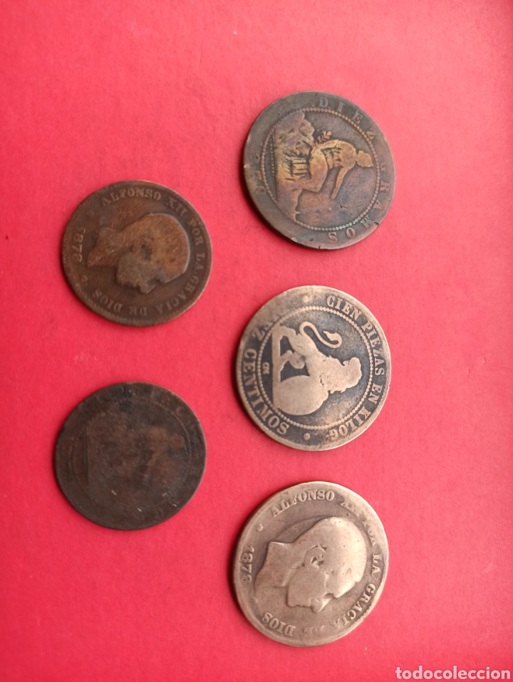 Monedas de Espa&ntilde;a: 5 monedas 1870-1878 Alfonso XII - Foto 1