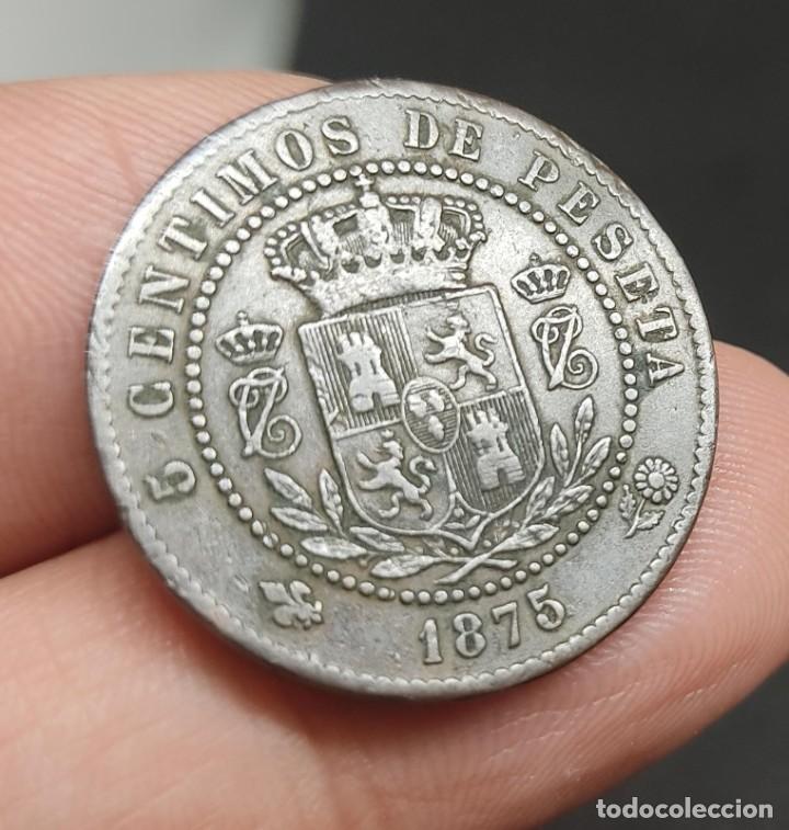 Monedas de Espa&ntilde;a: 1875 5 C&eacute;ntimos Carlos VII. lote 9 - Foto 2