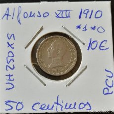 Monedas de España: MONEDA DE 50 CENTIMOS DE PLATA - 1910 *1 *0 - ALFONSO XIII - PCV. Lote 335967188
