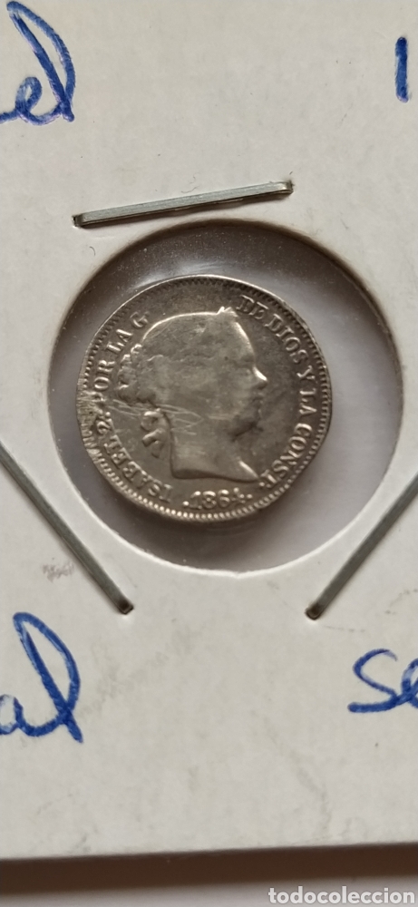 Monedas de Espa&ntilde;a: Moneda de Isabel II de 1864 Sevilla de 1 real. - Foto 2