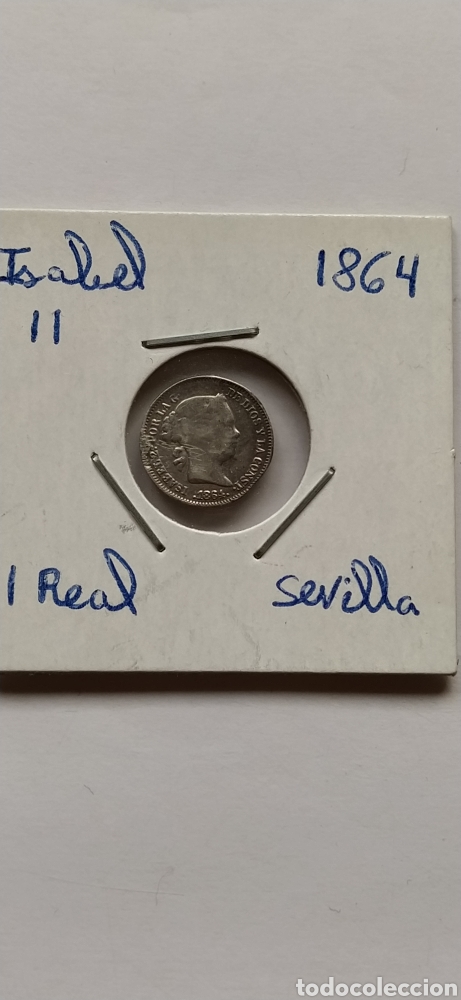 Monedas de Espa&ntilde;a: Moneda de Isabel II de 1864 Sevilla de 1 real. - Foto 1