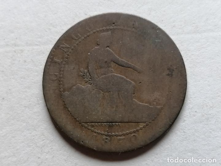 Monedas de Espa&ntilde;a: MONEDA CINCO CENTIMOS, GOBIERNO PROVISIONAL, 1870 - Foto 1
