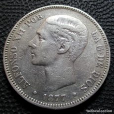 Monedas de España: 5 PESETAS 1877 DEM - ALFONSO XII -PLATA- REF.718. Lote 336865128