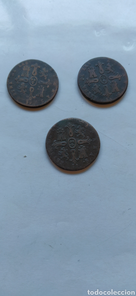 Monedas de Espa&ntilde;a: Monedas de cobre de Isabel II de 8 maraved&iacute;s. - Foto 3