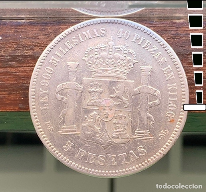 Monedas de Espa&ntilde;a: 5 pesetas 1876 error oreja rayada Alfonso XII - Foto 2