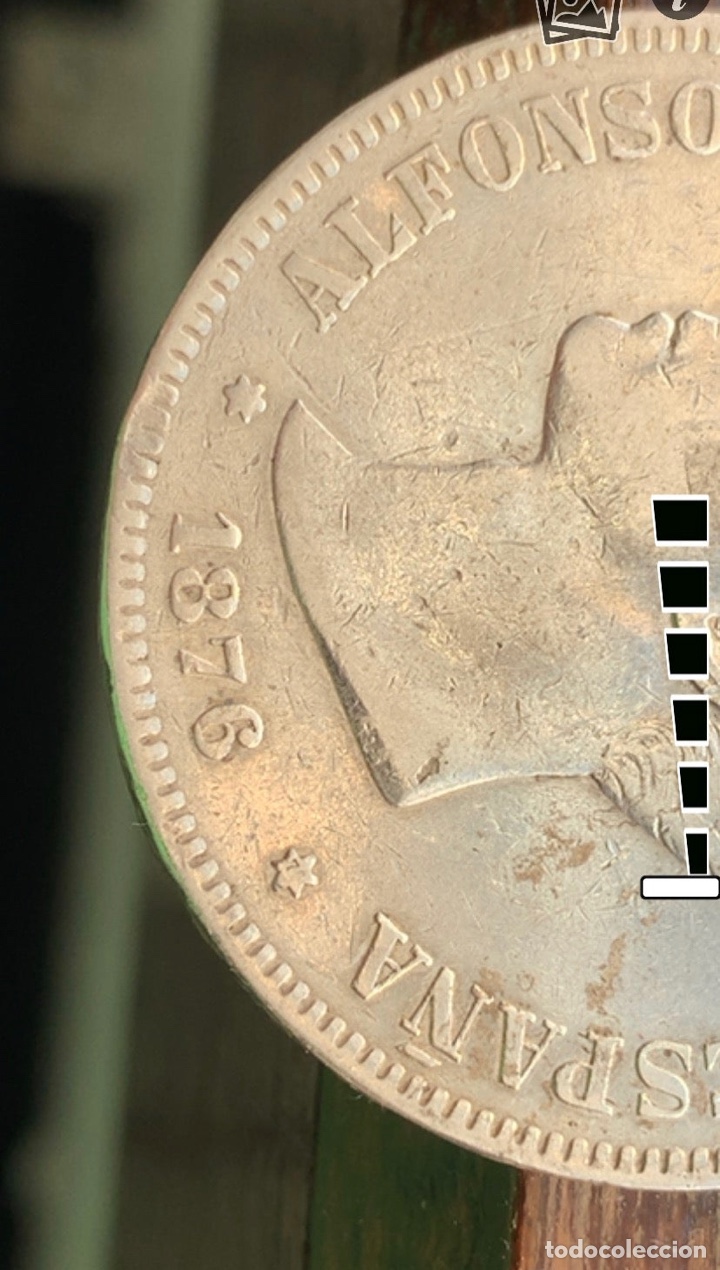 Monedas de Espa&ntilde;a: 5 pesetas 1876 error oreja rayada Alfonso XII - Foto 4