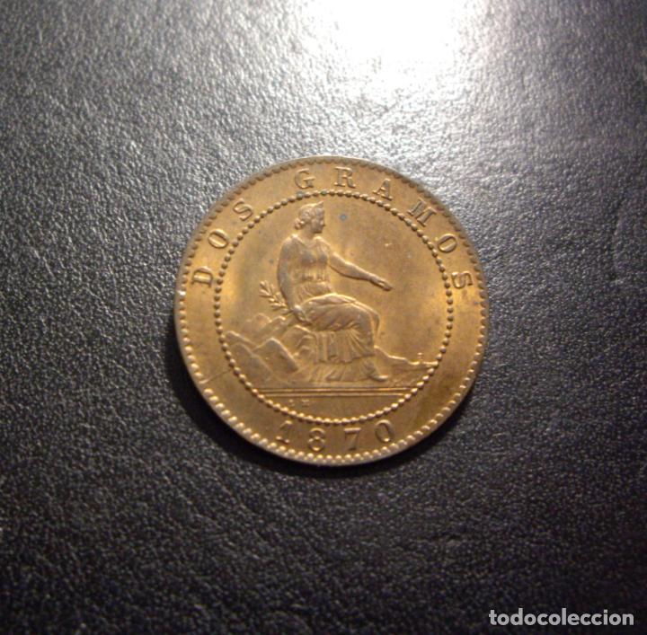 Monedas de Espa&ntilde;a: 2 CENTIMOS 1870 - SIN CIRCULAR - FLOR DE CU&Ntilde;O - BRILLO TOTAL - Foto 3