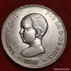 Monedas de España: MONEDA 5 PESETAS 1890 ALFONSO XIII ESTRELLAS VISIBLES 18 90 DURO PLATA MBC+ ORIGINAL D2919