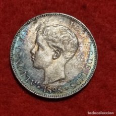 Monedas de España: MONEDA 5 PESETAS 1898 ALFONSO XIII ESTRELLAS VISIBLES 18 98 DURO PLATA PATINA EBC ORIGINAL D2926