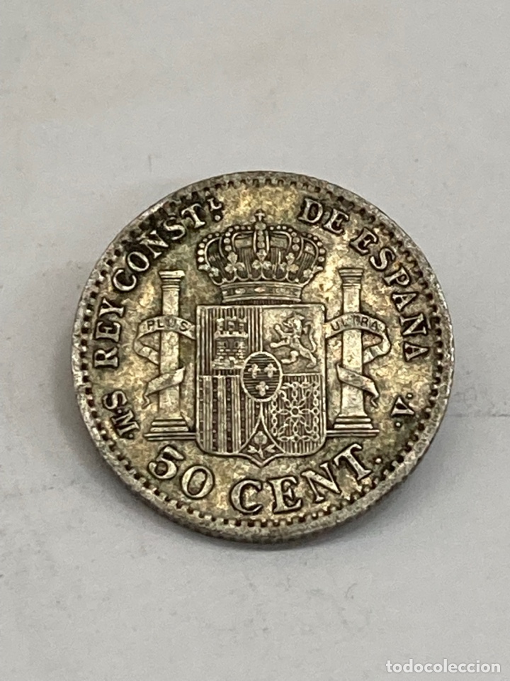 Monedas de Espa&ntilde;a: Moneda de plata 50 c&eacute;ntimos 1904 - Foto 2