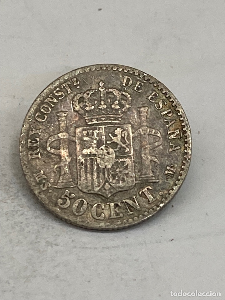 Monedas de Espa&ntilde;a: Moneda de plata 50 c&eacute;ntimos 1881 - Foto 2