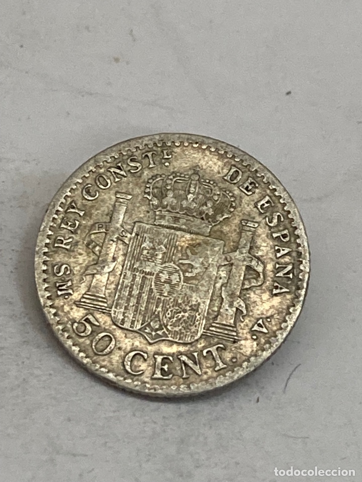 Monedas de Espa&ntilde;a: Moneda de plata 50 c&eacute;ntimos 1904 - Foto 2