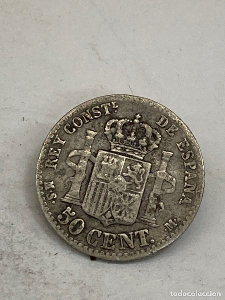 Monedas de Espa&ntilde;a: Moneda de plata 50 c&eacute;ntimos 1880 - Foto 2