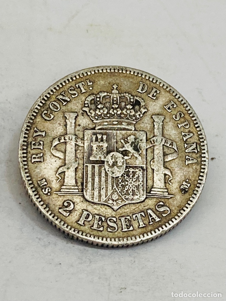 Monedas de Espa&ntilde;a: Moneda de plata 2 pesetas 1881 - Foto 2