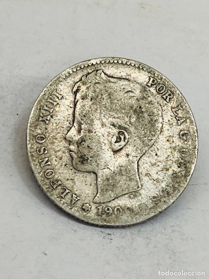Monedas de Espa&ntilde;a: Moneda de plata una peseta 1909 - Foto 1