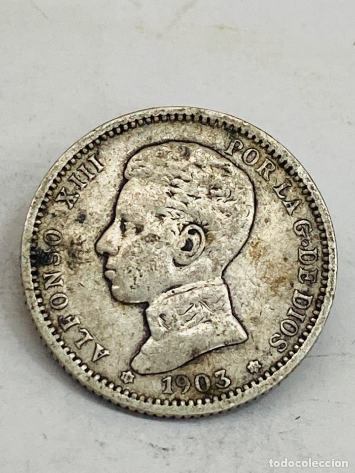 Monedas de Espa&ntilde;a: Moneda de plata un peseta 1903 - Foto 1