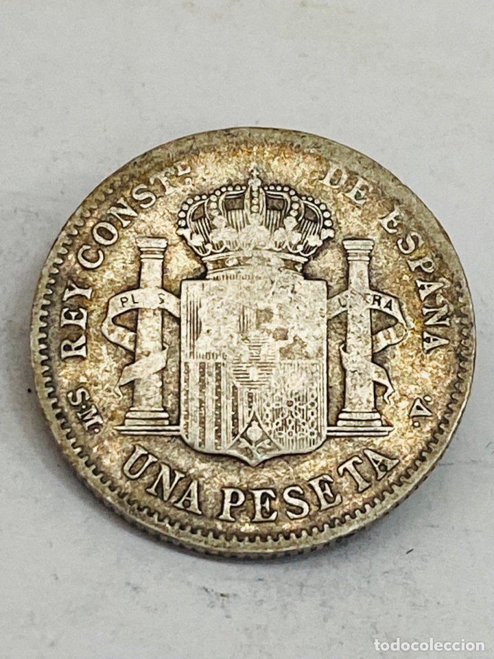 Monedas de Espa&ntilde;a: Moneda de plata una pesetas 1900 - Foto 2