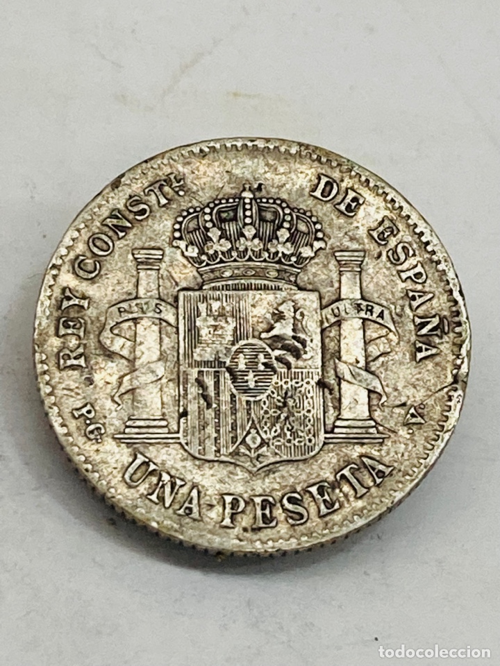 Monedas de Espa&ntilde;a: Moneda de plata una peseta 1896 - Foto 2