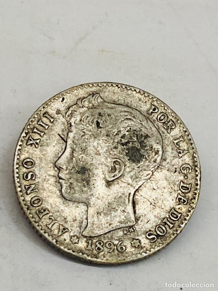 Monedas de Espa&ntilde;a: Moneda de plata una peseta 1896 - Foto 1