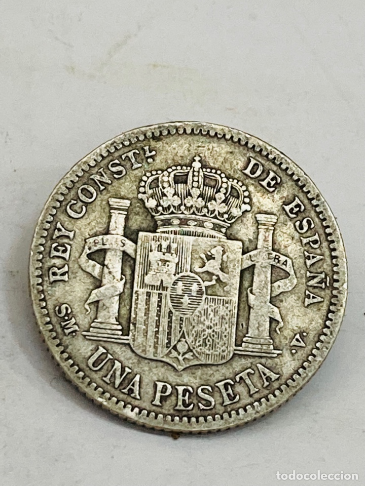 Monedas de Espa&ntilde;a: Moneda de plata una peseta 1904 - Foto 2