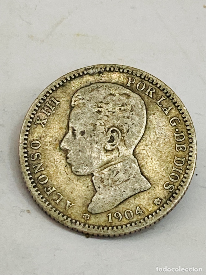 Monedas de Espa&ntilde;a: Moneda de plata una peseta 1904 - Foto 1