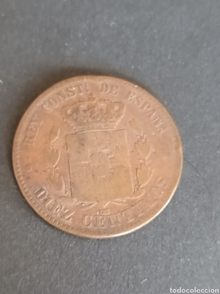 Monedas de Espa&ntilde;a: ALFONSO XII. 10 C&Eacute;NTIMOS DE 1877. BC. - Foto 2