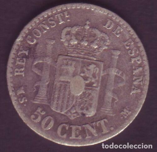 Monedas de Espa&ntilde;a: MONEDA 50 CENTIMOS ALFONSO XII 1880 *8*0 MSM - Foto 2