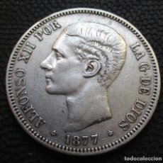 Monedas de España: 5 PESETAS 1877 *18*-*77* DEM - ALFONSO XII (3 FOTOS) -PLATA- REF. 733. Lote 345224088