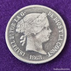 Monedas de España: MONEDA PLATA ISABEL II. 1868. MANILA. 20 CENTAVOS DE PESO. MUY BONITA. ORIGINAL. ESPAÑA.. Lote 346132818