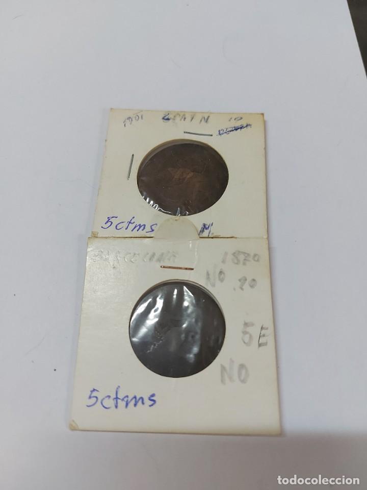 Monedas de Espa&ntilde;a: 2 monedas 5 centimos alfonso XII a&ntilde;o 1870 - Foto 1