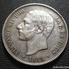 Monnaies d'Espagne: 5 PESETAS 1887 *18*-*87* MSM - ALFONSO XII (3 FOTOS) -PLATA- REF.741. Lote 348671903