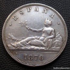Monnaies d'Espagne: 5 PESETAS 1870 SNM - GOB. PROVISIONAL (4 FOTOS) -PLATA- REF.744. Lote 348673088
