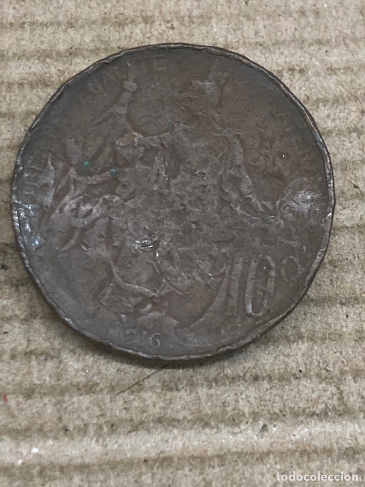 Monedas de Espa&ntilde;a: Moneda 10 francs 1916 - Foto 2
