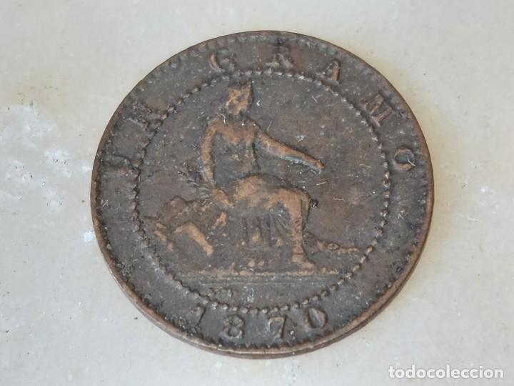 Monedas de Espa&ntilde;a: ANTIGUA MONEDA DE 1 CENTIMO DE 1870 GOBIERNO PROVISIONAL - Foto 3