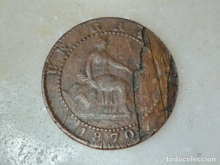 Monedas de Espa&ntilde;a: ANTIGUA MONEDA DE 1 CENTIMO DE 1870 GOBIERNO PROVISIONAL - Foto 1