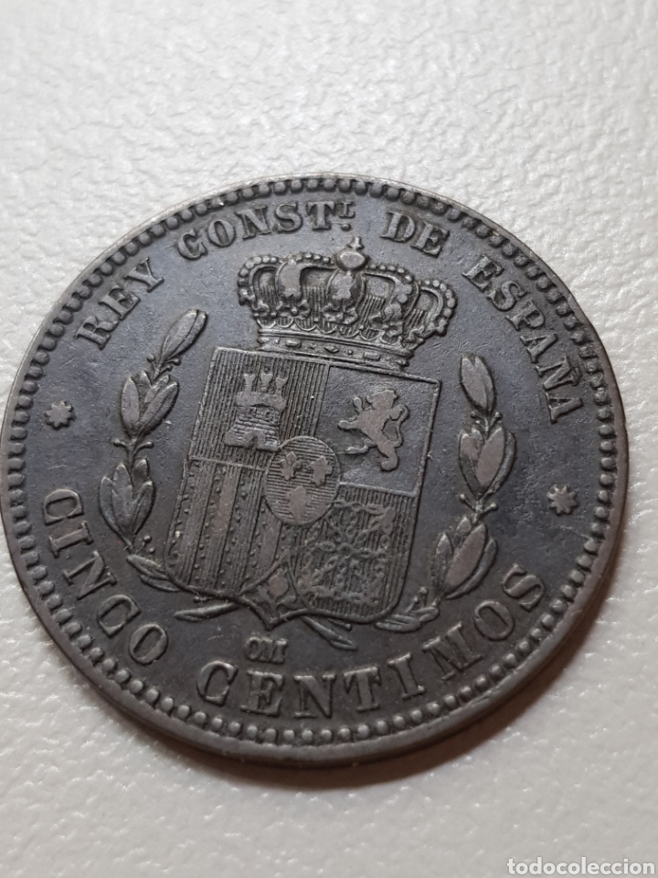 Monedas de Espa&ntilde;a: MONEDA ESPA&Ntilde;A CINCO 5 C&Eacute;NTIMOS 1878 - Foto 2
