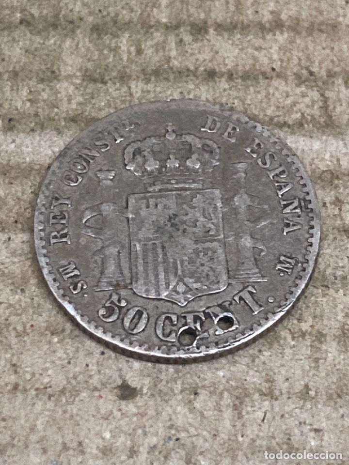 Monedas de Espa&ntilde;a: Moneda de plata 50 c&eacute;ntimos 1880 - Foto 2