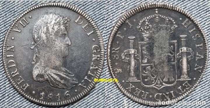 Monedas de Espa&ntilde;a: Fernando VII a&ntilde;o 1816 PJ 8 Reales Plata POTOS&Iacute;. Virreinato del r&iacute;o de la plata. Peso 26,89 gr. 39 mm