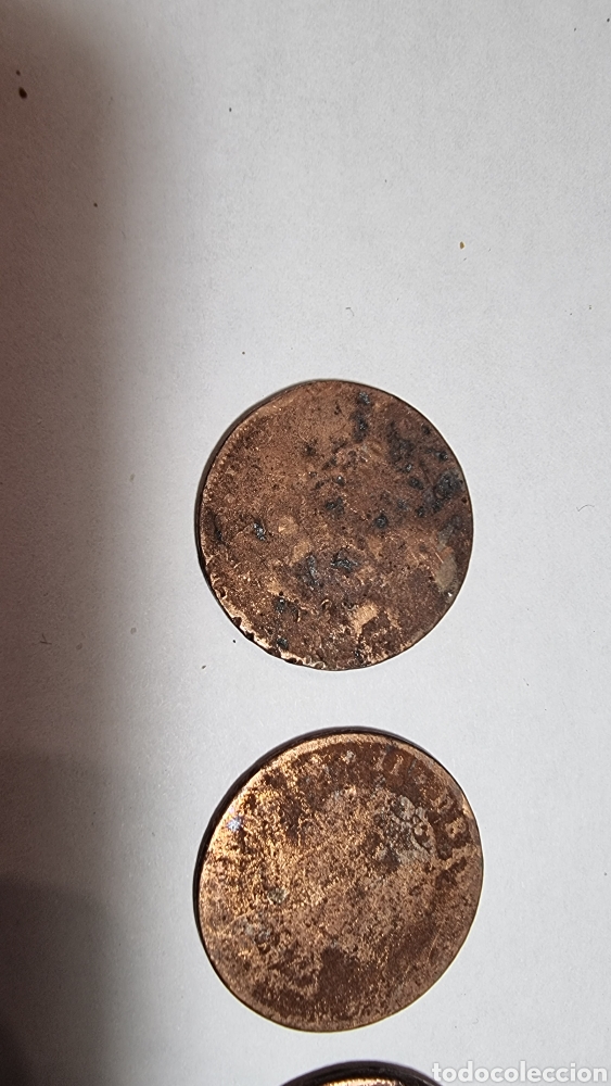 Monedas de Espa&ntilde;a: 5 monedas de cobre Espa&ntilde;olas identificar - Foto 2