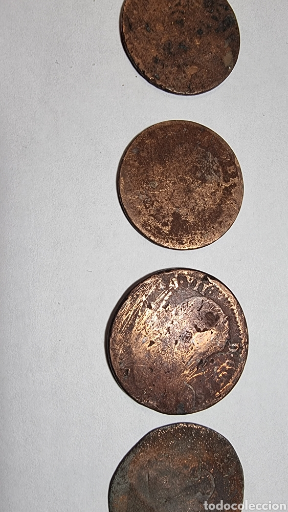 Monedas de Espa&ntilde;a: 5 monedas de cobre Espa&ntilde;olas identificar - Foto 3