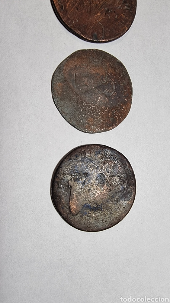 Monedas de Espa&ntilde;a: 5 monedas de cobre Espa&ntilde;olas identificar - Foto 4
