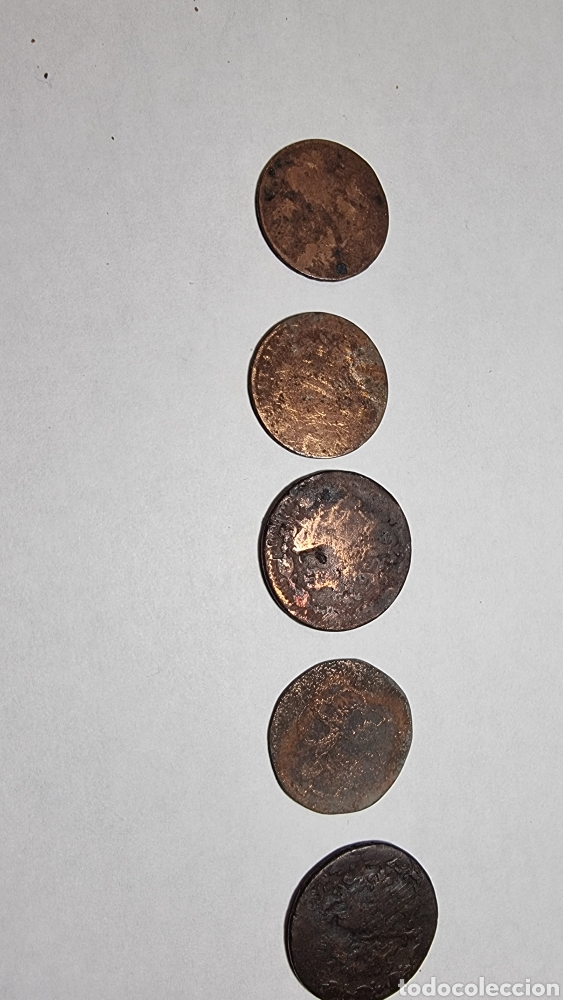 Monedas de Espa&ntilde;a: 5 monedas de cobre Espa&ntilde;olas identificar - Foto 5