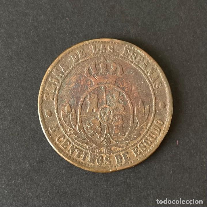 Monedas de Espa&ntilde;a: ISABEL II. MONEDA 5 CENTIMOS DE ESCUDO. A&Ntilde;O 1868. - Foto 2
