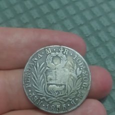 Monedas de España: 4 REALES PERÚ DE PLATA AÑO 1855, MEDIO DURO