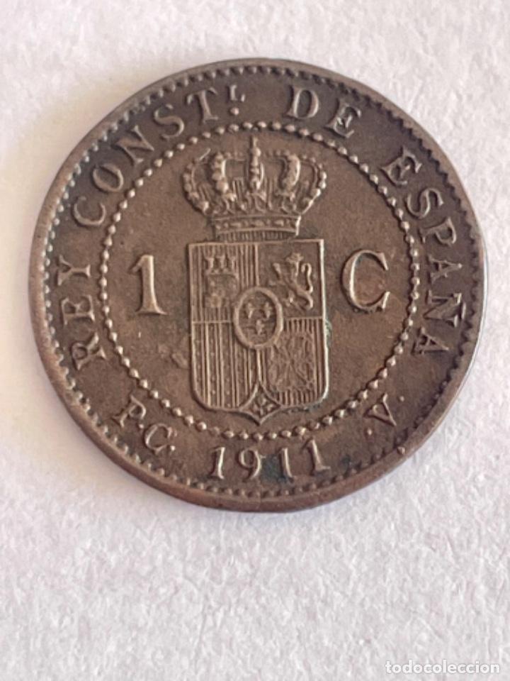 Monedas de Espa&ntilde;a: RARISIMA 1 C&Eacute;NTIMO 1911 ALFONSO XII - Foto 2