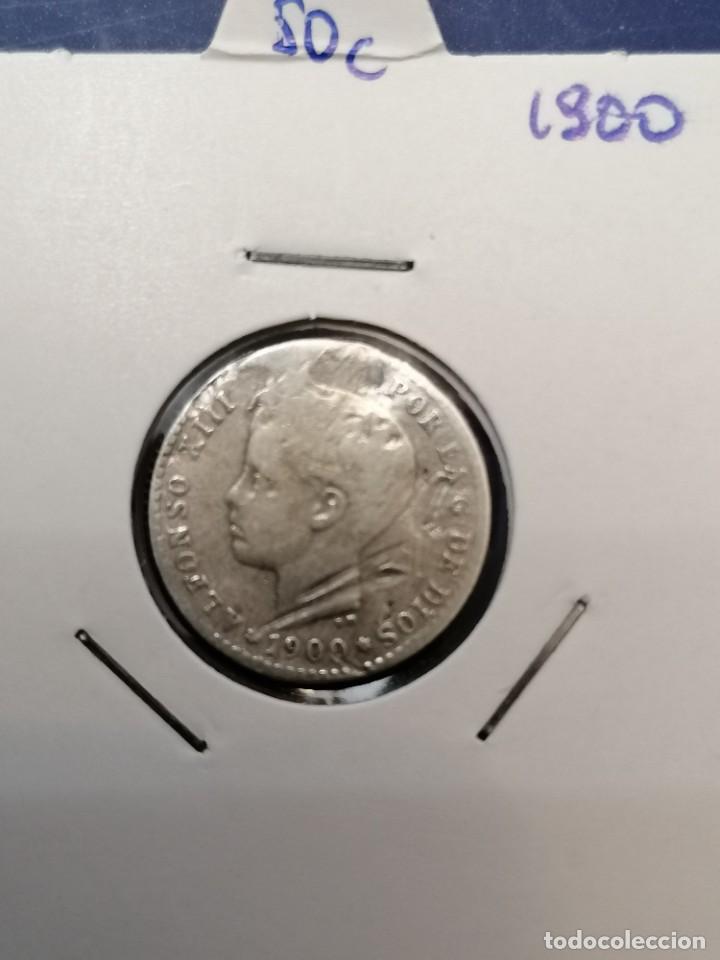 Monedas de Espa&ntilde;a: Plata, moneda 50 c&eacute;ntimos, 1900, Espa&ntilde;a, BC, 2,50gr - Foto 1