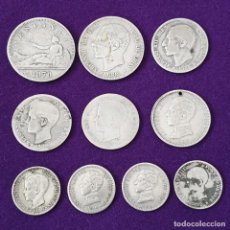 Monedas de España: 10 MONEDAS DE PLATA ESPAÑA ORIGINALES. 2 DE 2 PESETAS, 4 DE 1 PESETA, 4 DE 50 CENT.. Lote 363234170