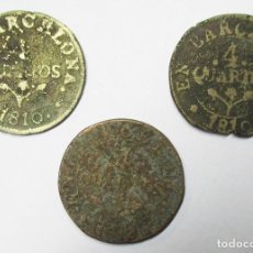 Monedas de España: JOSÉ NAPOLEÓN MONEDAS DE 4 CUARTOS DE LA SERIE FUNDIDA ACUÑADA EN BARCELONA, 1810 (2) 1813 LOTE 4124. Lote 363547785